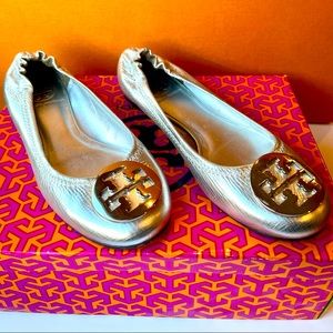 Tory Burch Silver Ballet Flats